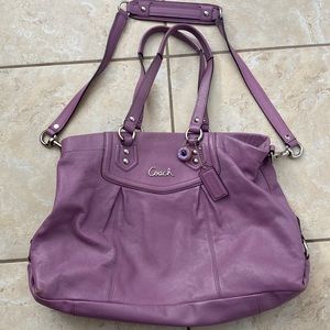 Coach Leather Satchel Purple with cross body strap